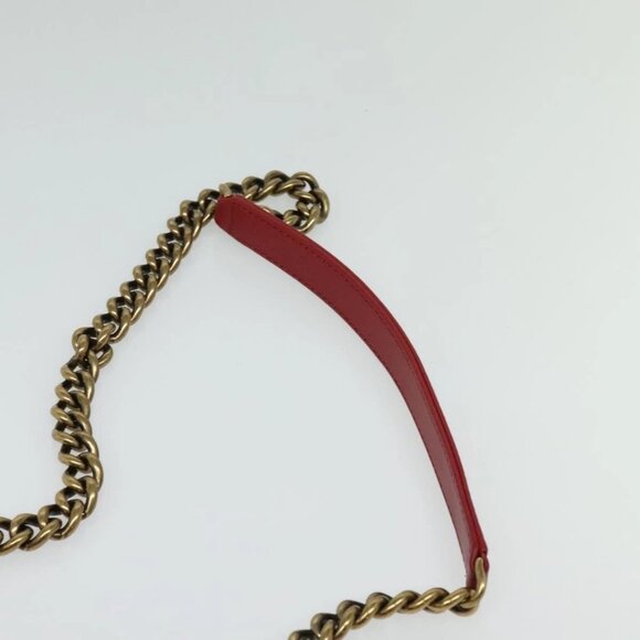 CHANEL Matelasse Chain Shoulder Bag Grained Calf Skin Red CC Auth 127170 - Picture 9 of 16